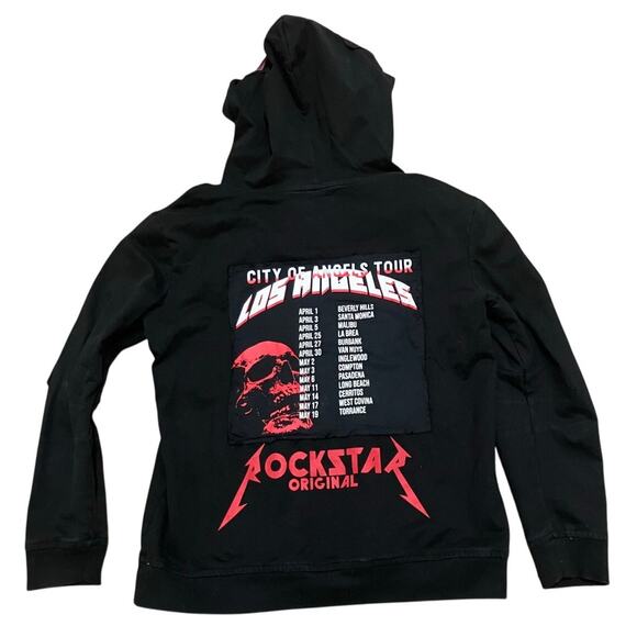 Rockstar Original Tour Mens Large Streetwear Black Red Pullover Hoodie Hip Hop - Picture 3 of 6